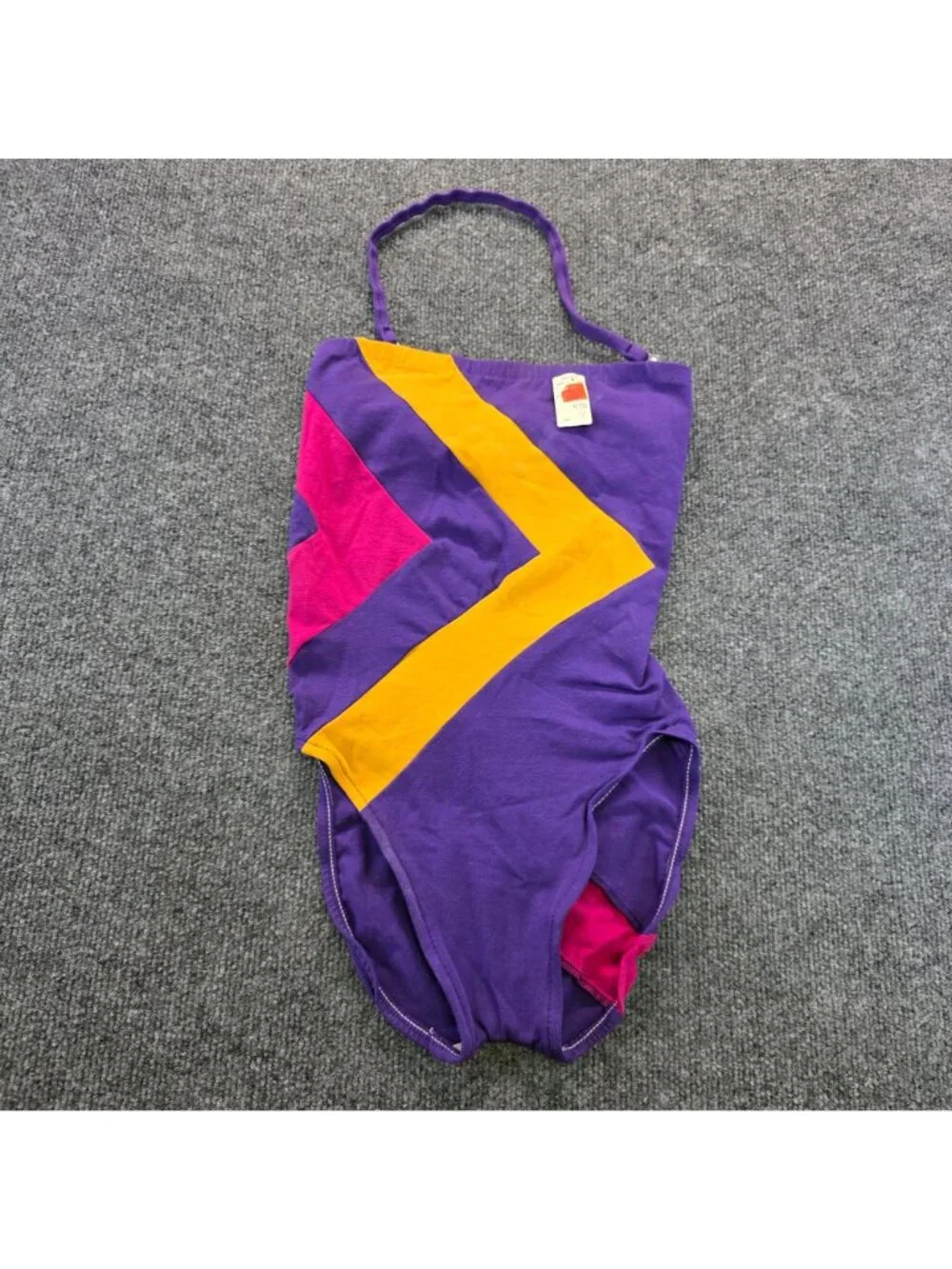 Vintage Sandcastle Colorblock One Piece Swimsuit 8 Purple Deadstock Beach Resort